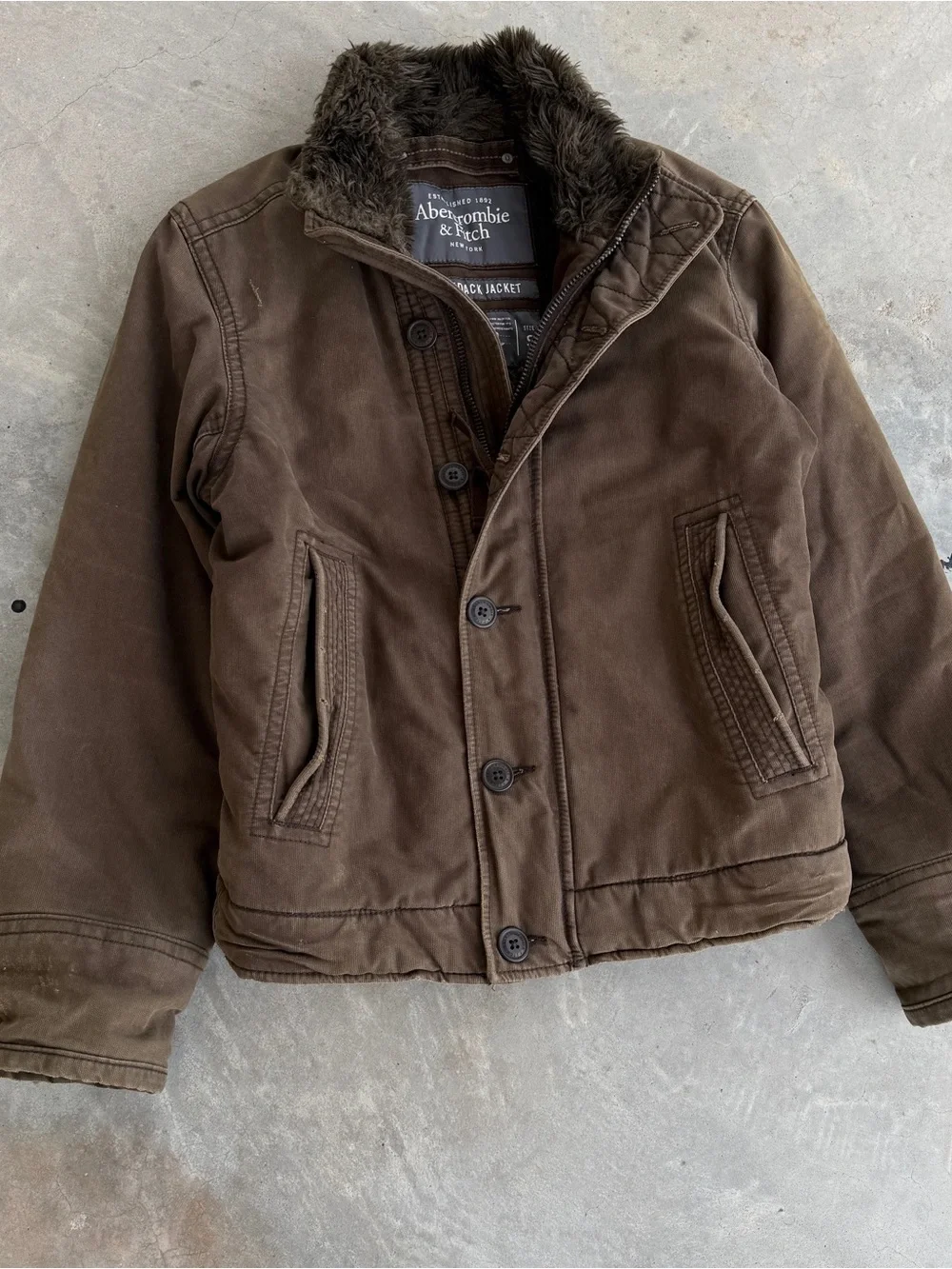 2000s Grunge Fur Abercrombie & Fitch Japanese Adirondack Jacket